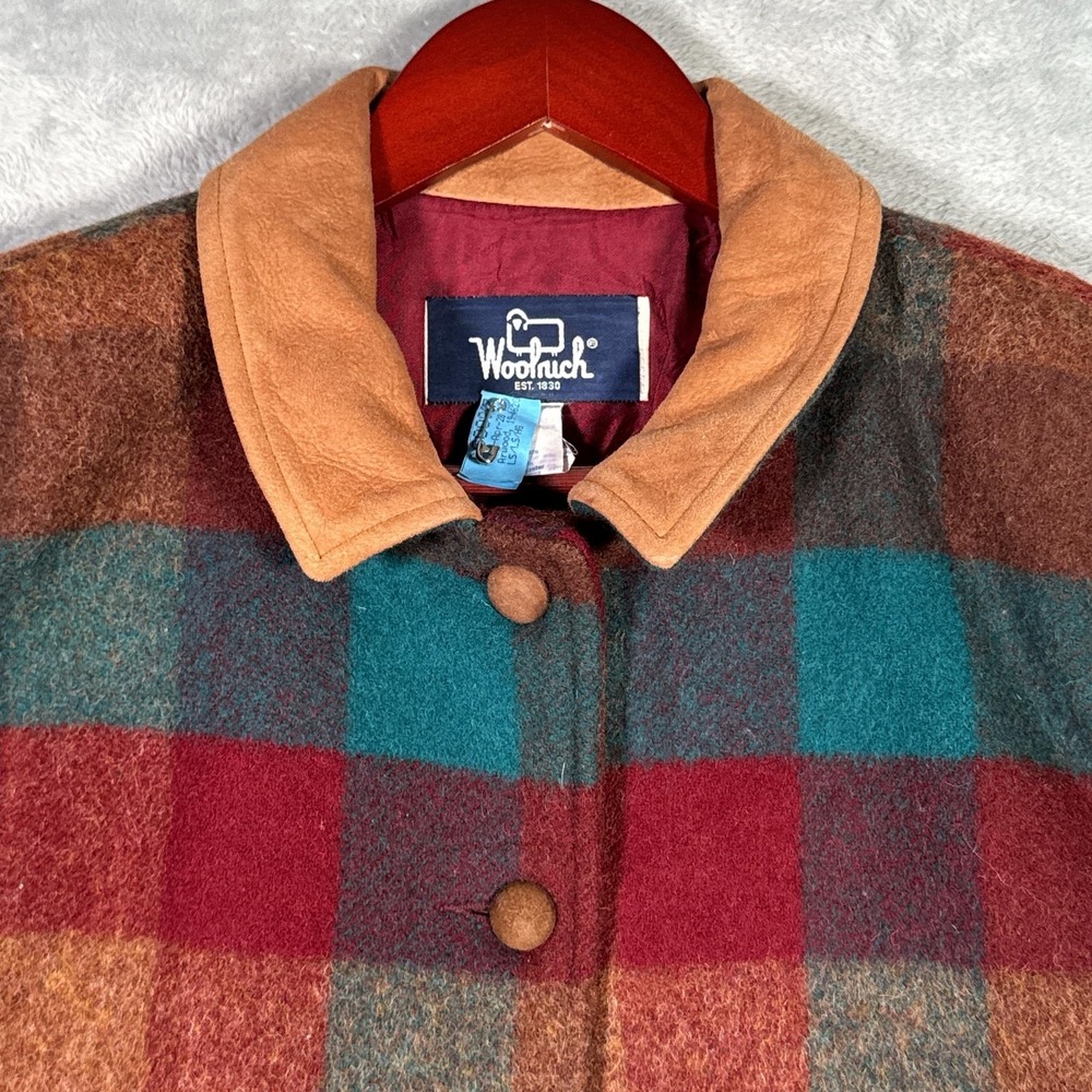 Vintage Woolrich Jacket Womens M Plaid Wool Lined Button Front Collared - Picture 2 of 7